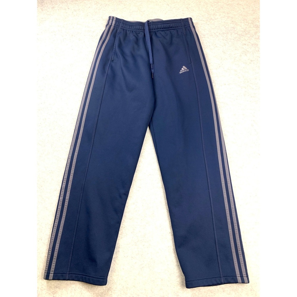 Adidas Track Pants Mens Large Navy Blue Climawarm‎ Straight Leg Fleece Lined